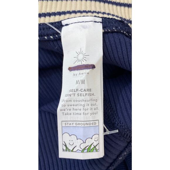 NWT Offline by Aerie Navy Blue Striped Waist Hi-Rise Leggings Drawstring Size M - Picture 4 of 6